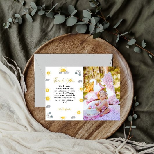 ファーストトリップのまわりにザサン誕生日サンキューカード 案内状