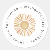 ファーストトリップのまわりにザサン誕生日メッセージカード ラウンドシール (正面)