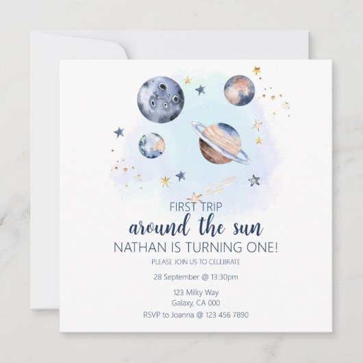 ファーストトリップのまわりにザサン誕生日招待状 (正面)