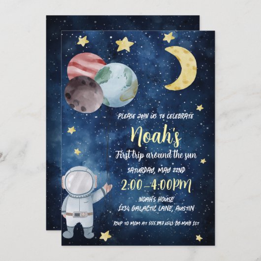 ファーストトリップのまわりにザサン誕生日招待状 招待状 (正面/裏面)