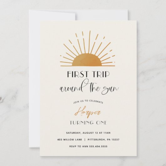 ファーストトリップのまわりにザサン誕生日招待状 招待状 (正面)