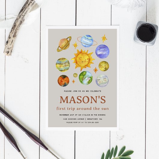 ファーストトリップのまわりにザサン誕生日招待状 招待状