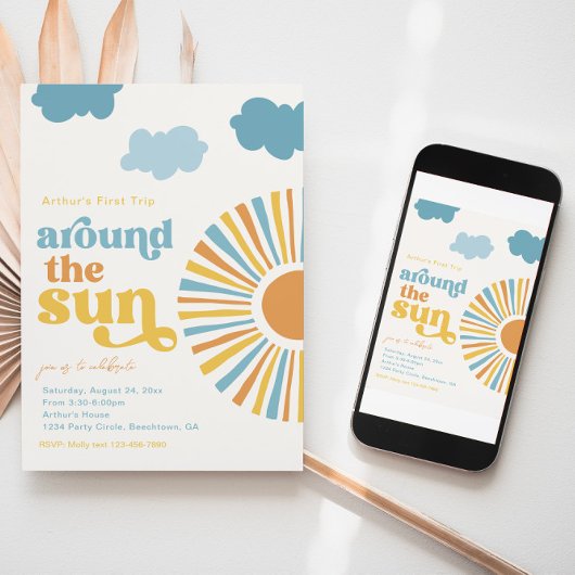 ファーストトリップのまわりにザサン誕生日招待状 招待状