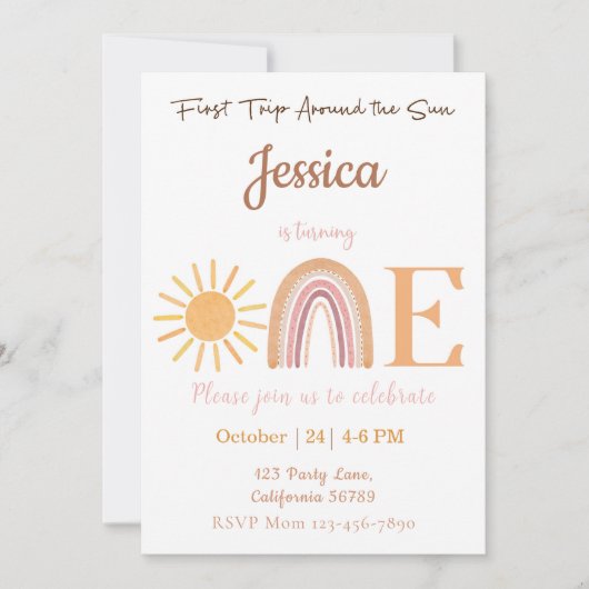 ファーストトリップのまわりにザサン誕生日招待状 招待状 (正面)