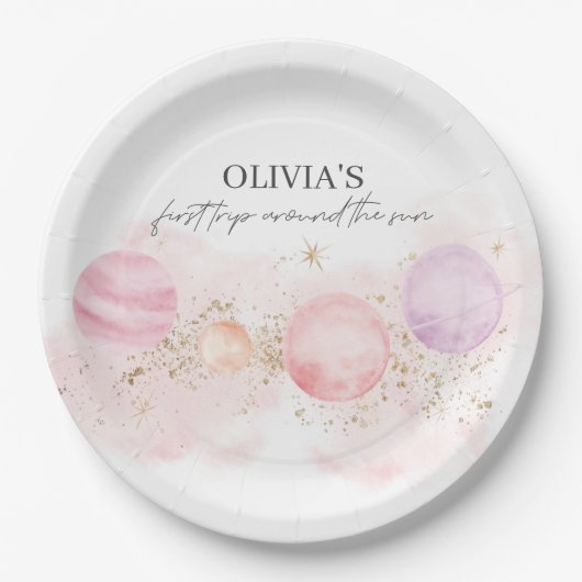 ファーストトリップのまわりにザサン誕生日紙プレート ペーパープレート (正面)