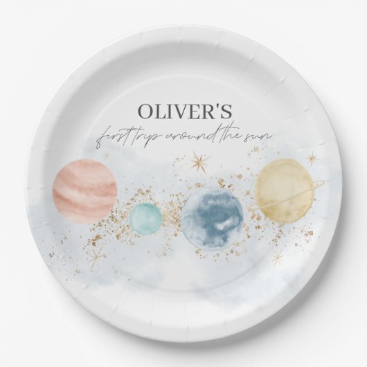 ファーストトリップのまわりにザサン誕生日紙プレート ペーパープレート (正面)