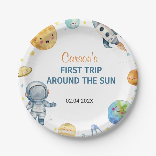 ファーストトリップのまわりにザサン誕生日 ペーパープレート (正面)