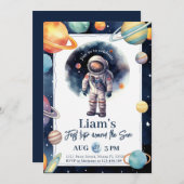 ファーストトリップのまわりに・ザ・サン宇宙飛行士宇宙誕生日 招待状 (正面/裏面)