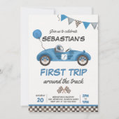 ファーストトリップのまわりに・ザ・トラック・レース・カー1st誕生日 招待状 (正面)