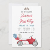 ファーストトリップのまわりに・ザ・トラック・レース・カー1st誕生日 招待状 (正面)