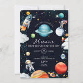 ファーストトリップザのまわりにサンアウタースペース誕生日 招待状 (正面)