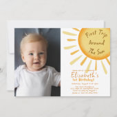 ファーストトリップザのまわりにサンサンサンシャインファースト誕生日 招待状 (正面)