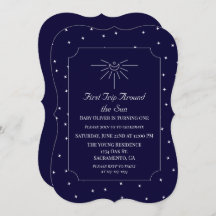 ファーストトリップザのまわりにサンブルー1st誕生日招待状