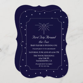 ファーストトリップザのまわりにサンブルー1st誕生日招待状