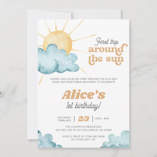 ファーストトリップザのまわりにサンボホサンシャイン誕生日 招待状 (正面)