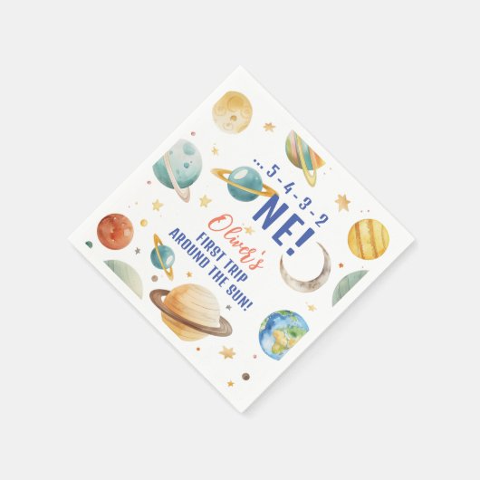 ファーストトリップザのまわりにサン宇宙ボーイ1st誕生日 スタンダードカクテルナプキン (角)