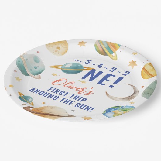 ファーストトリップザのまわりにサン宇宙ボーイ1st誕生日 ペーパープレート (アングル)