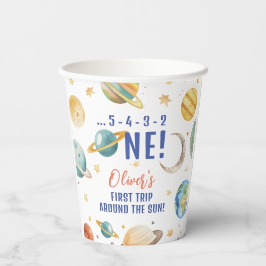 ファーストトリップザのまわりにサン宇宙ボーイ1st誕生日 紙コップ (裏面)