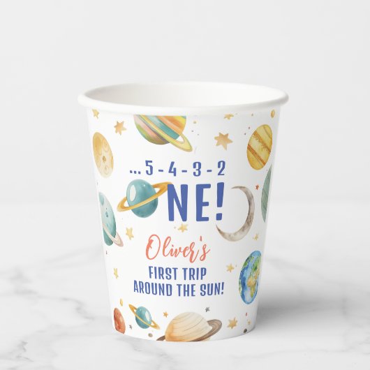 ファーストトリップザのまわりにサン宇宙ボーイ1st誕生日 紙コップ (正面)