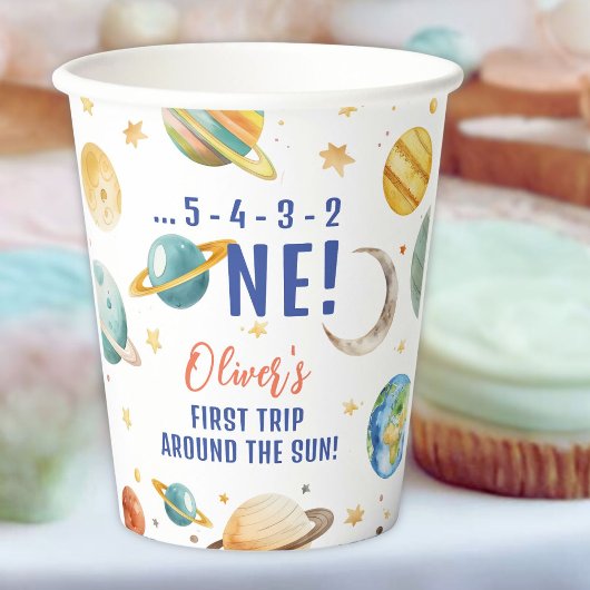 ファーストトリップザのまわりにサン宇宙ボーイ1st誕生日 紙コップ