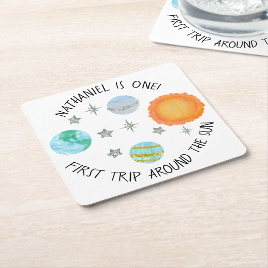 ファーストトリップザのまわりにサン誕生日紙コースター スクエアペーパーコースター (アングル)
