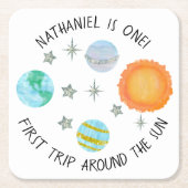 ファーストトリップザのまわりにサン誕生日紙コースター スクエアペーパーコースター (正面)