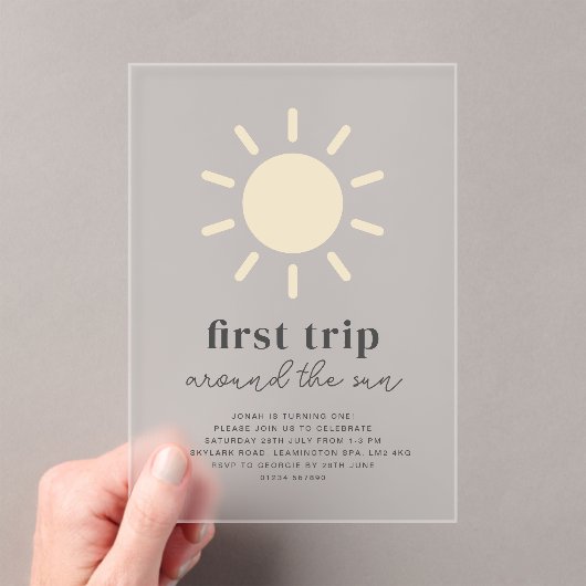 ファーストトリップザのまわりにサン1日の誕生日招待状 アクリル招待状 (インサイチュ (ポータブル))