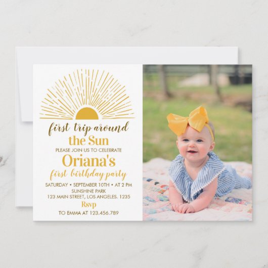 ファーストトリップザのまわりにサン1日の誕生日招待状 サンキューカード (正面)