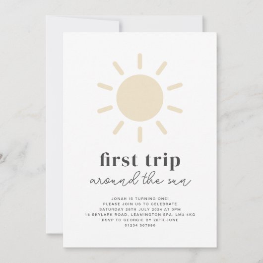 ファーストトリップザのまわりにサン1日の誕生日招待状 招待状 (正面)