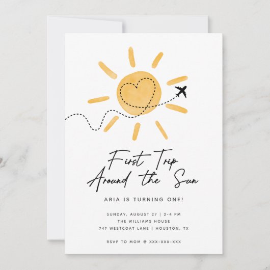 ファーストトリップザのまわりにサン1日の誕生日招待状 招待状 (正面)