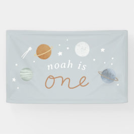 'ファーストトリップ'ブルー宇宙テーマ1st誕生日 横断幕