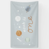 'ファーストトリップ'ブルー宇宙テーマ1st誕生日 横断幕 (縦)