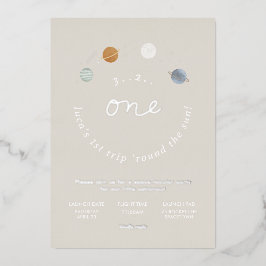 ファーストトリップ宇宙テーマ1stバースデーフォイル招待状 箔招待状