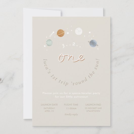 ファーストトリップ宇宙テーマ1st誕生日招待状3 招待状 (正面)