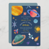 ファーストトリップ宇宙宇宙飛行士1歳 招待状 (正面/裏面)