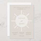 「ファーストトリップ」太陽の星スペース1歳誕生日 招待状 (正面/裏面)