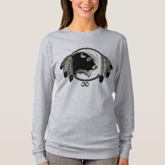 ファーストネーション野生動物シャツウィメンズプラスサイズトップ Tシャツ (正面)