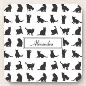 ファーストネームで呼ぶ黒いシルエットの猫たち コースター (正面)