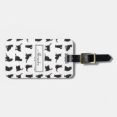 ファーストネームで呼ぶ黒いシルエットの猫たち ラゲッジタグ (正面横)