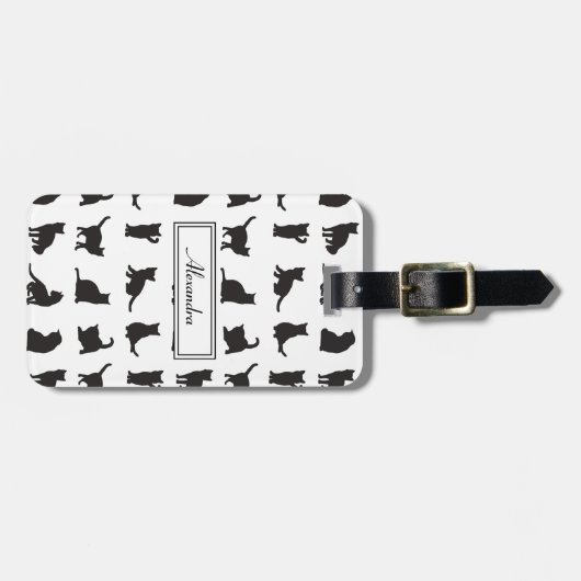 ファーストネームで呼ぶ黒いシルエットの猫たち ラゲッジタグ (正面横)