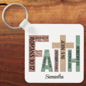 ファーストネーム可愛いカラフル聖書の詩タイポグラフィ キーホルダー (正面)