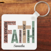 ファーストネーム可愛いカラフル聖書の詩タイポグラフィ キーホルダー (裏面)