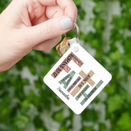 ファーストネーム可愛いカラフル聖書の詩タイポグラフィ キーホルダー