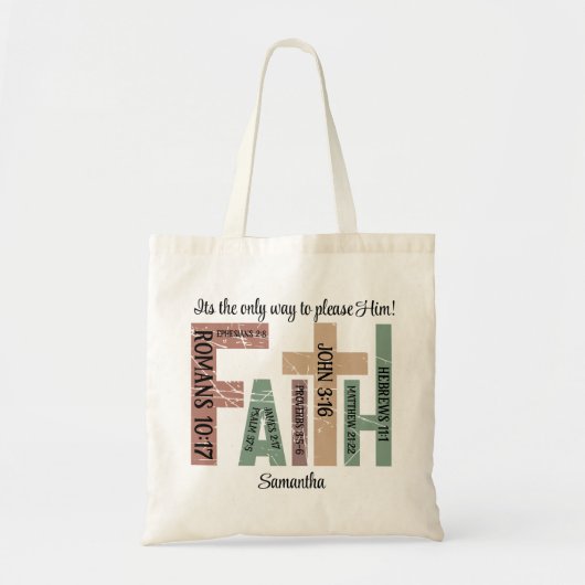 ファーストネーム可愛いカラフル聖書の詩タイポグラフィ トートバッグ (正面)