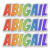 ファーストネーム「アビゲイル」とおもしろいレインボーカラー シール (正面)