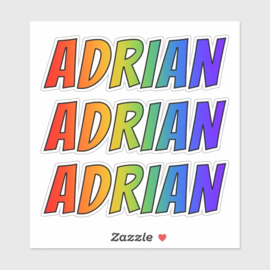 ファーストネーム「ADRIAN」(レインボーカラー付き/おもしろい) シール (シート)