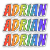 ファーストネーム「ADRIAN」(レインボーカラー付き/おもしろい) シール (正面)