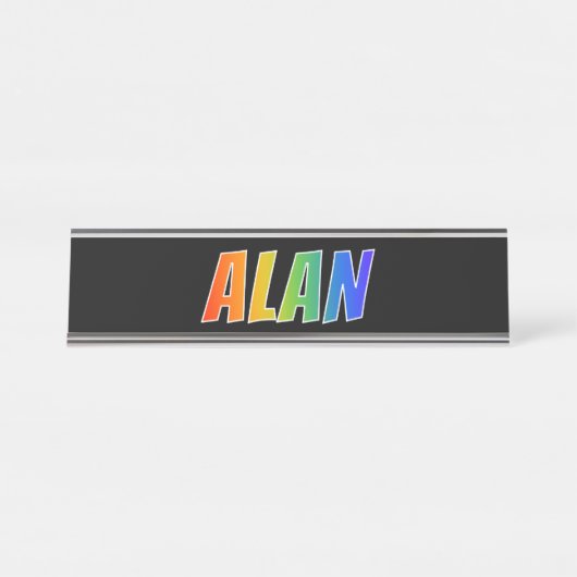 ファーストネーム「ALAN」:おもしろいレインボーカラーリング デスクネームプレート (正面)