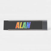 ファーストネーム「ALAN」:おもしろいレインボーカラーリング デスクネームプレート (正面)