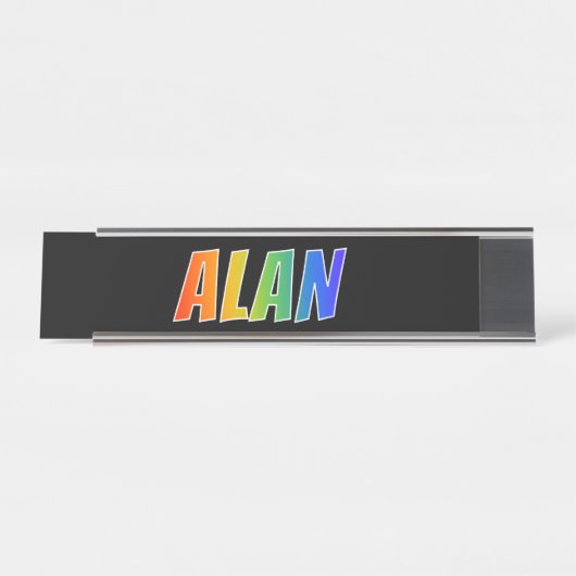 ファーストネーム「ALAN」:おもしろいレインボーカラーリング デスクネームプレート (正面)